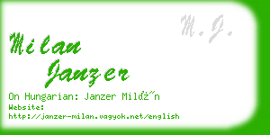 milan janzer business card